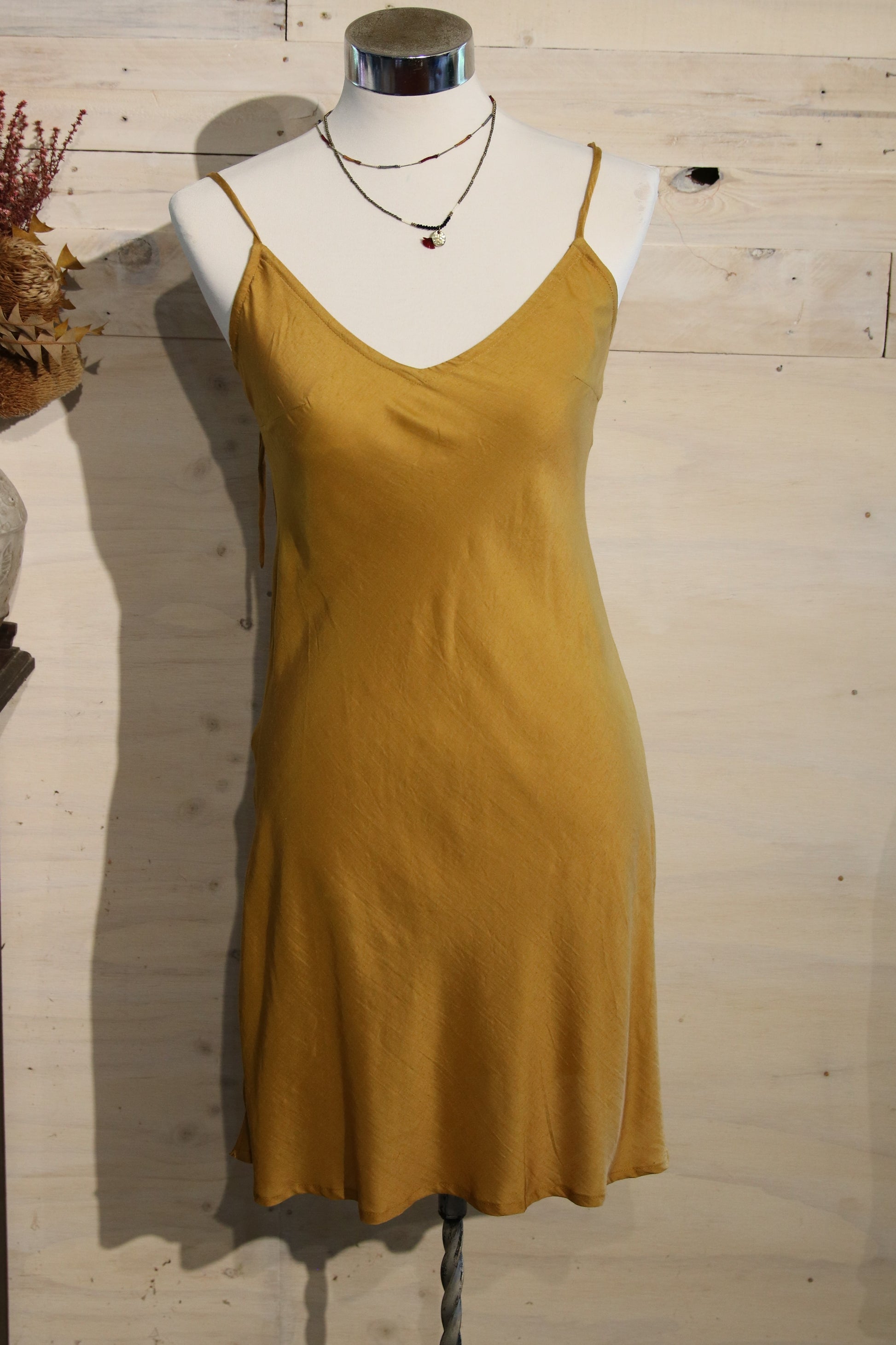 Silk slip in gold butter colour