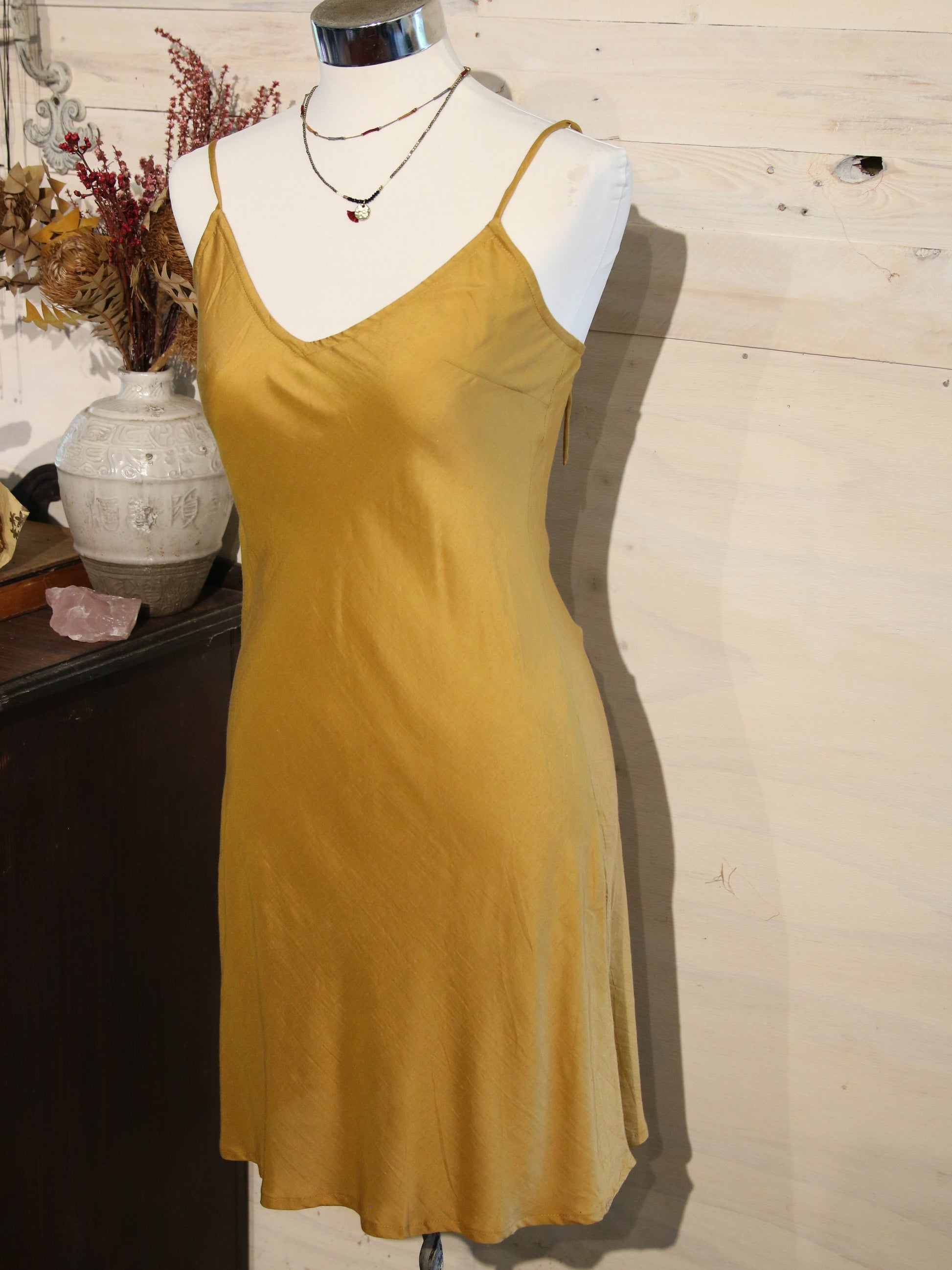 Gold silk slip
