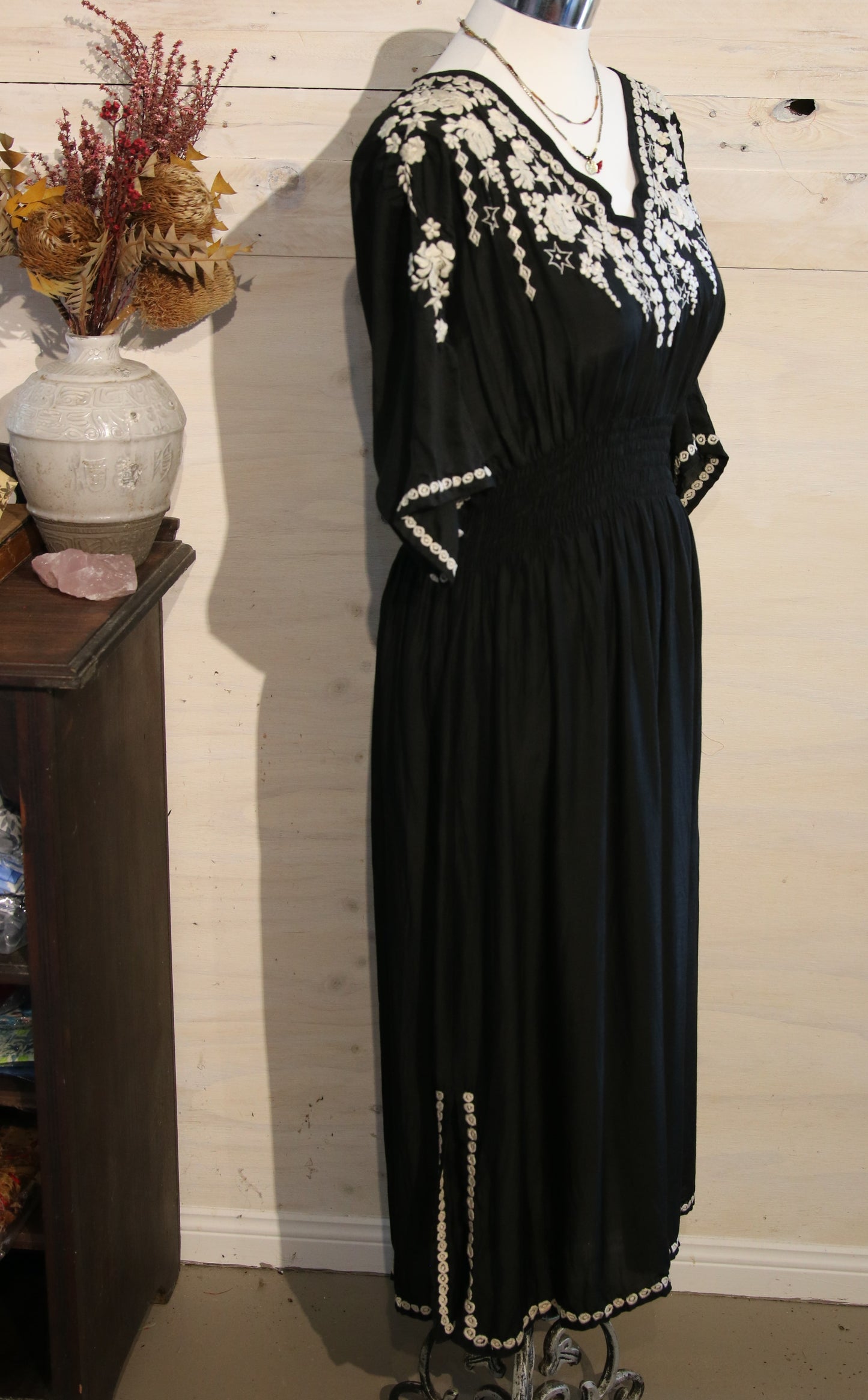 SALE Violet Silk Embroidered Dress