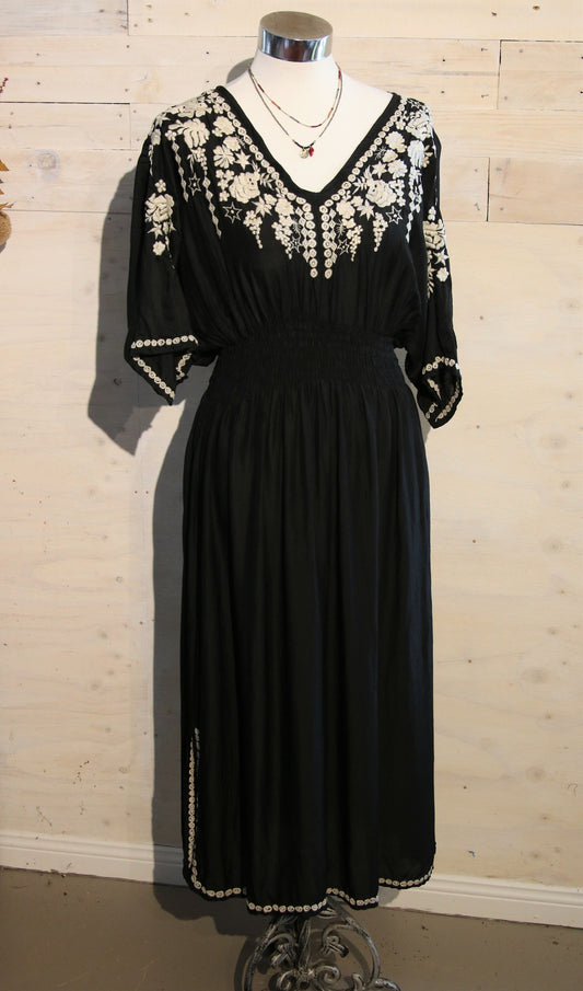 Violet Silk Embroidered Dress