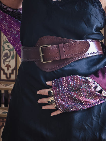 Chocolate babushka leather belt - tfa