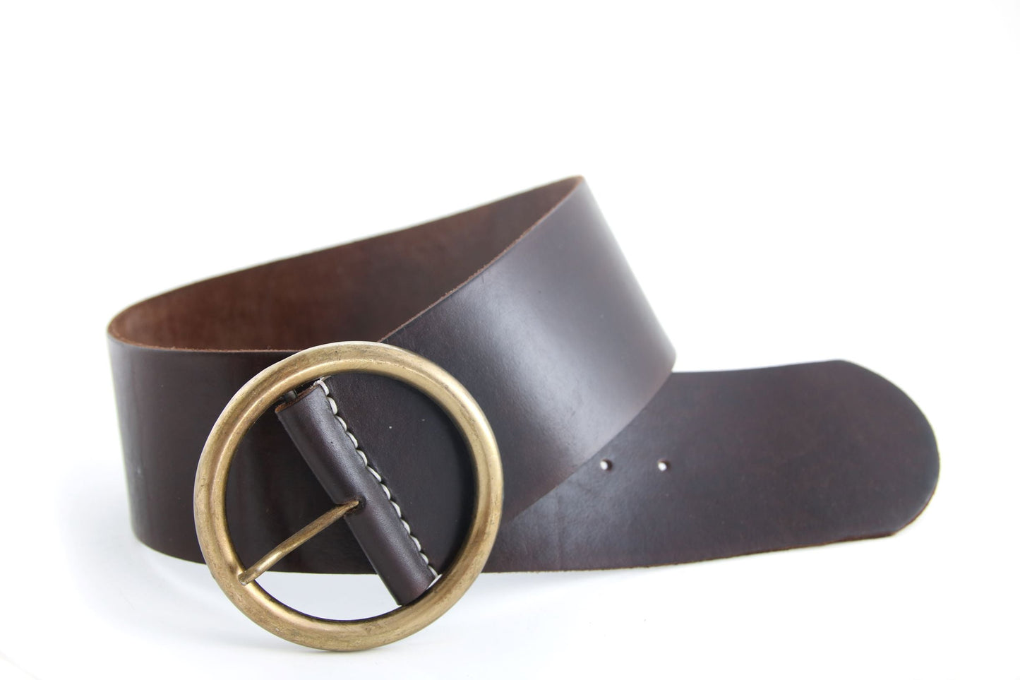 Wide chocolate leather belt