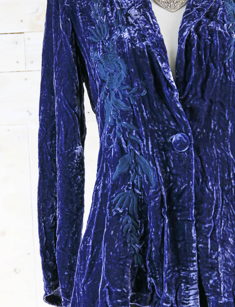 Bree Long Silk Velvet Embroidered Jacket