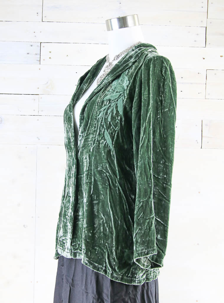 Bree Long Silk Velvet Embroidered Jacket