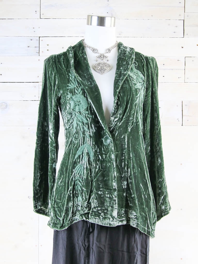 Bree Long Silk Velvet Embroidered Jacket