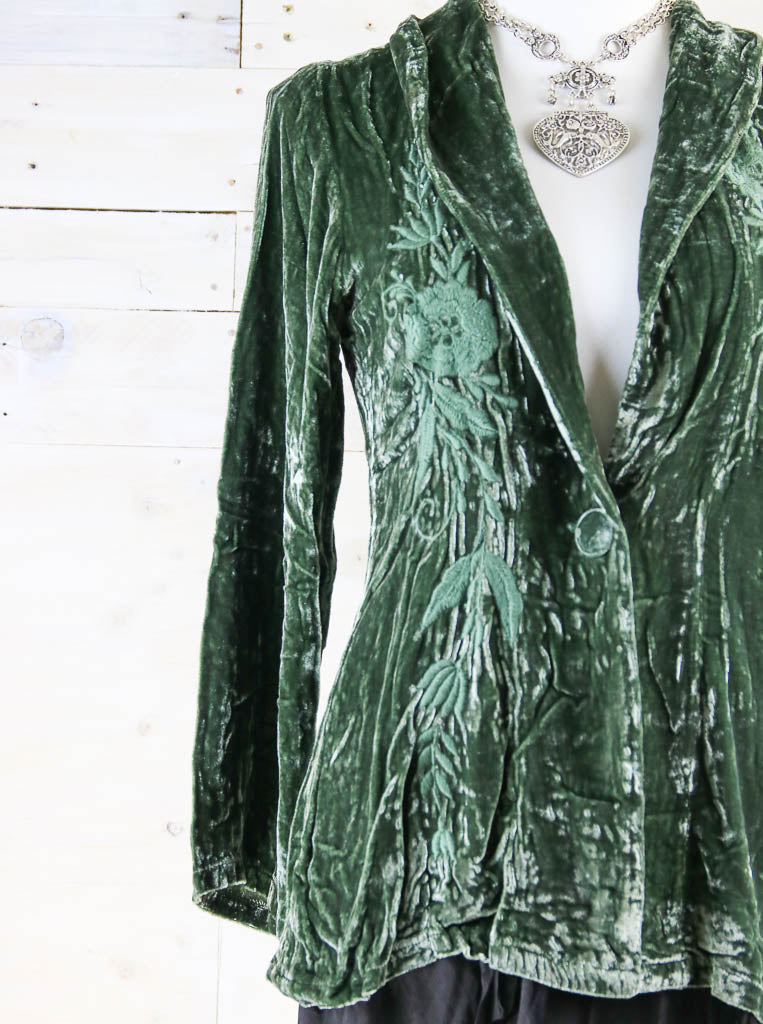 Bree Long Silk Velvet Embroidered Jacket