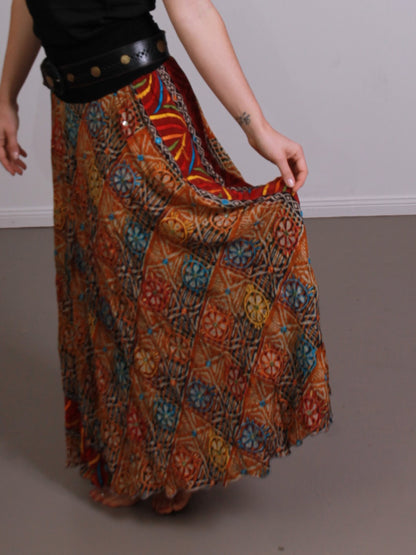 Detail of silk maxi skirt