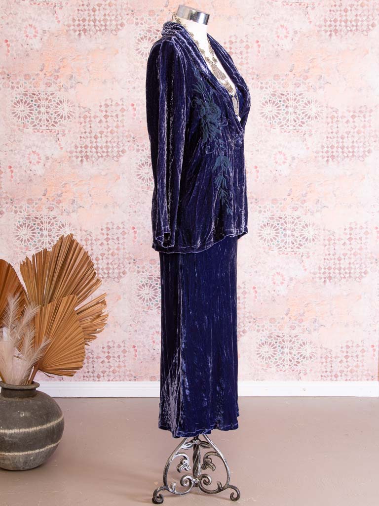 Bree Long Silk Velvet Embroidered Jacket