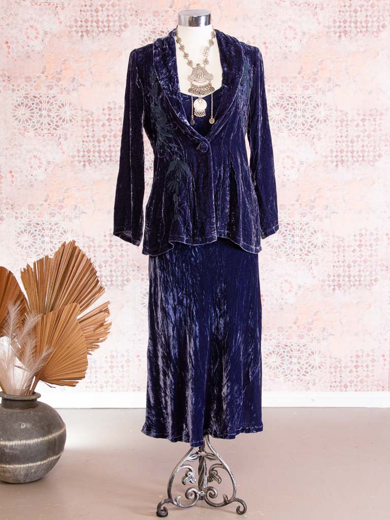 Bree Long Silk Velvet Embroidered Jacket