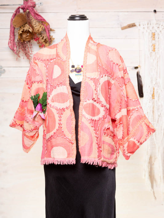 Kashmiri soft fringed wool jacket