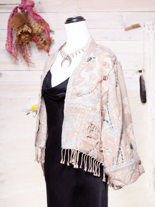 Kashmiri soft fringed wool jacket