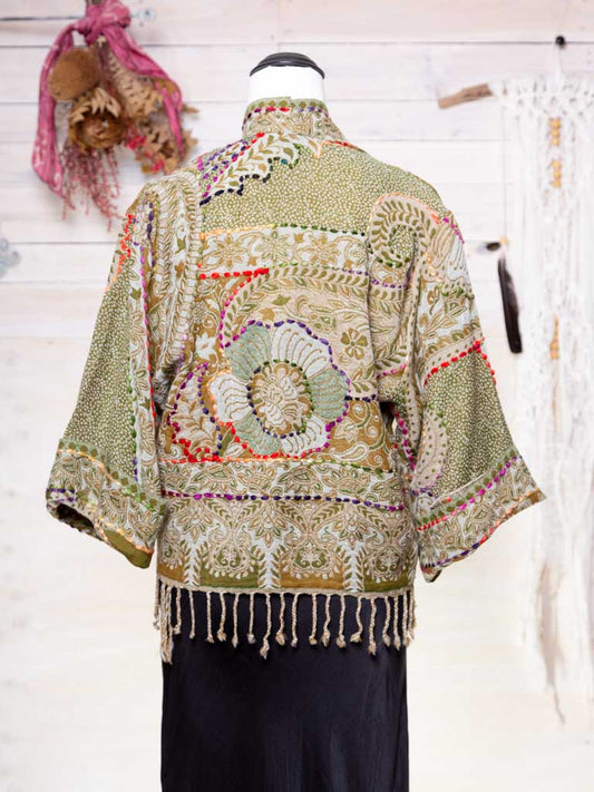 Kashmiri soft fringed wool jacket. Secret Garden Size 12