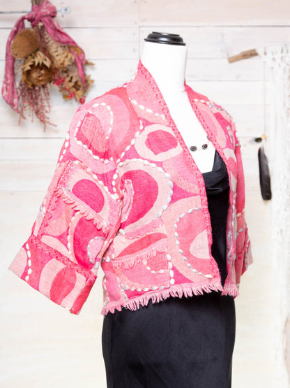 Kashmiri soft fringed wool jacket. The Pink Spot. Size 10