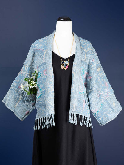 Kashmiri soft fringed wool jacket. Size 14