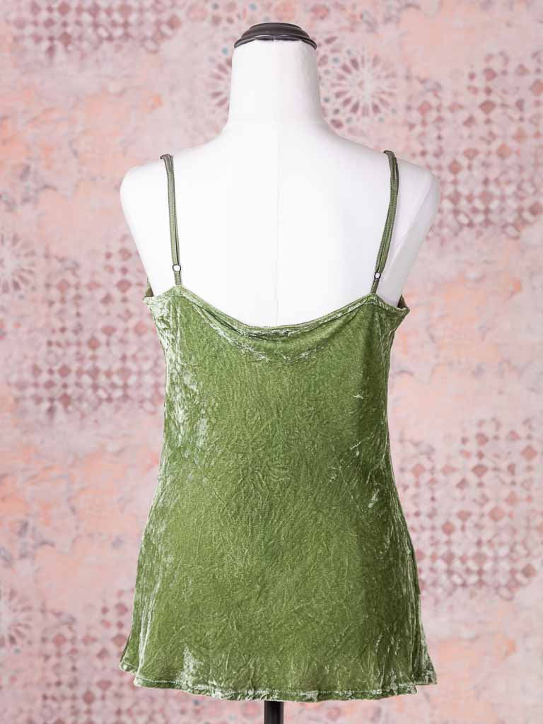 Silk Velvet Cami - Moss Green