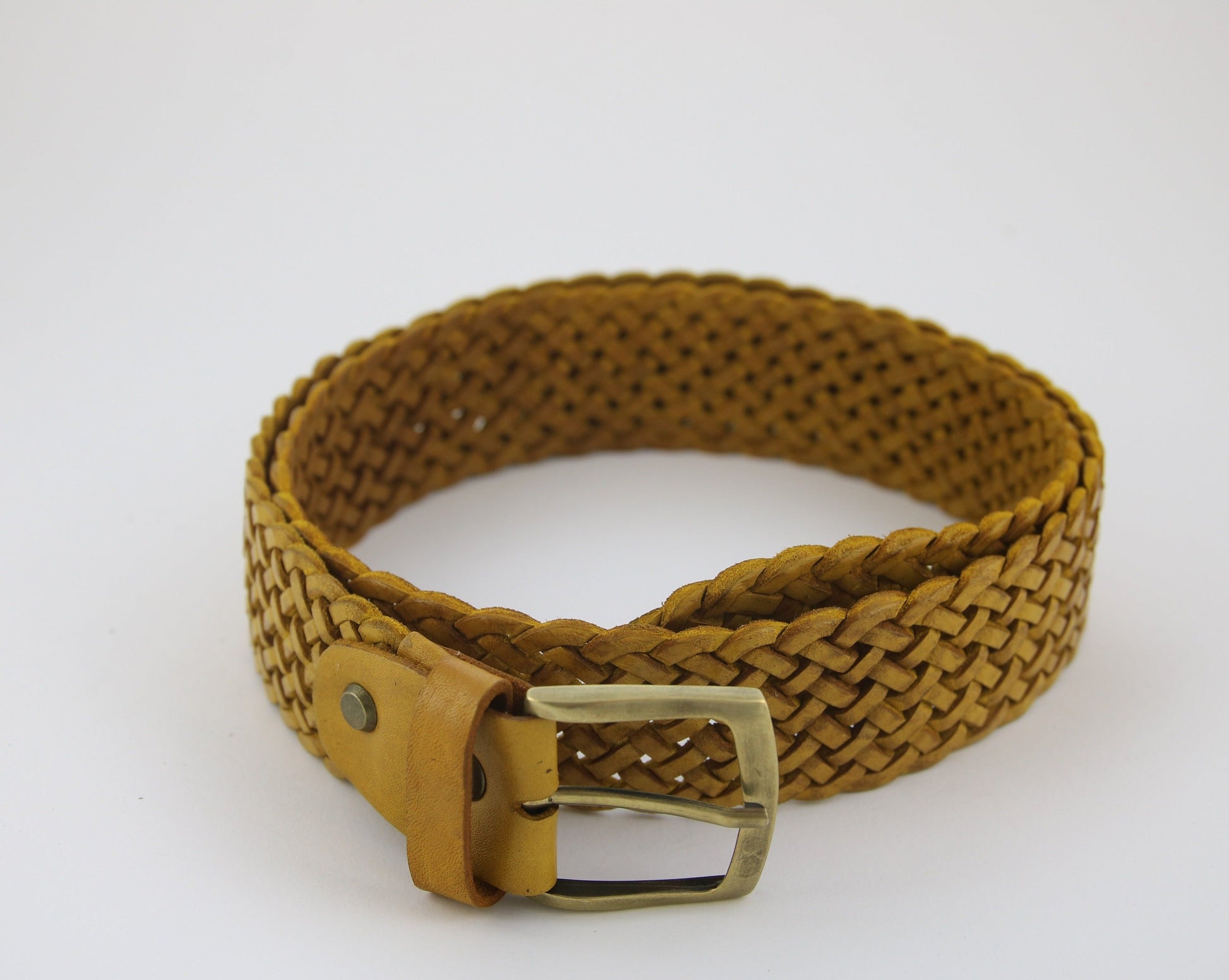 Yellow woven narrow jeans belt