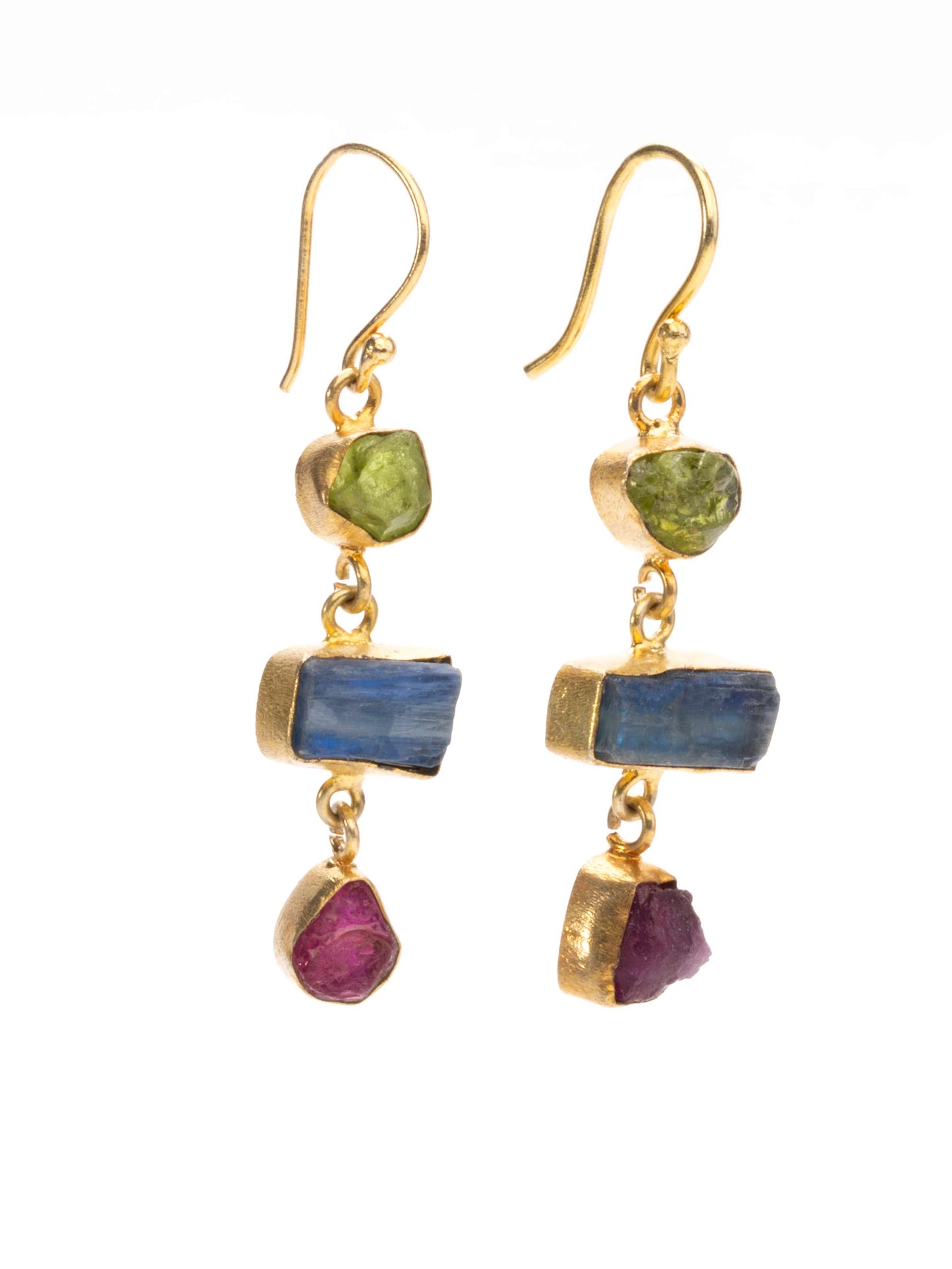 Gold luxe earrings with gemstones