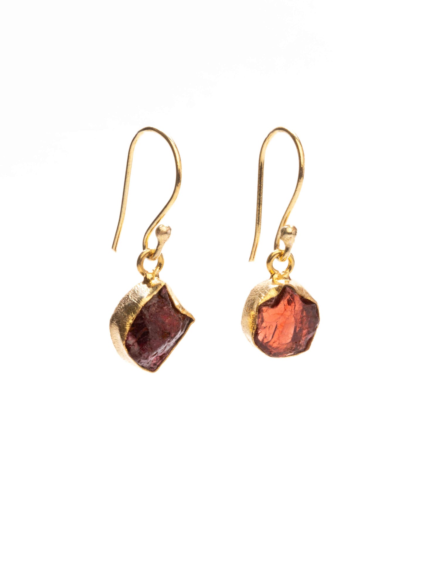 Gold Luxe earrings - single drop raw crystals set in gold plate