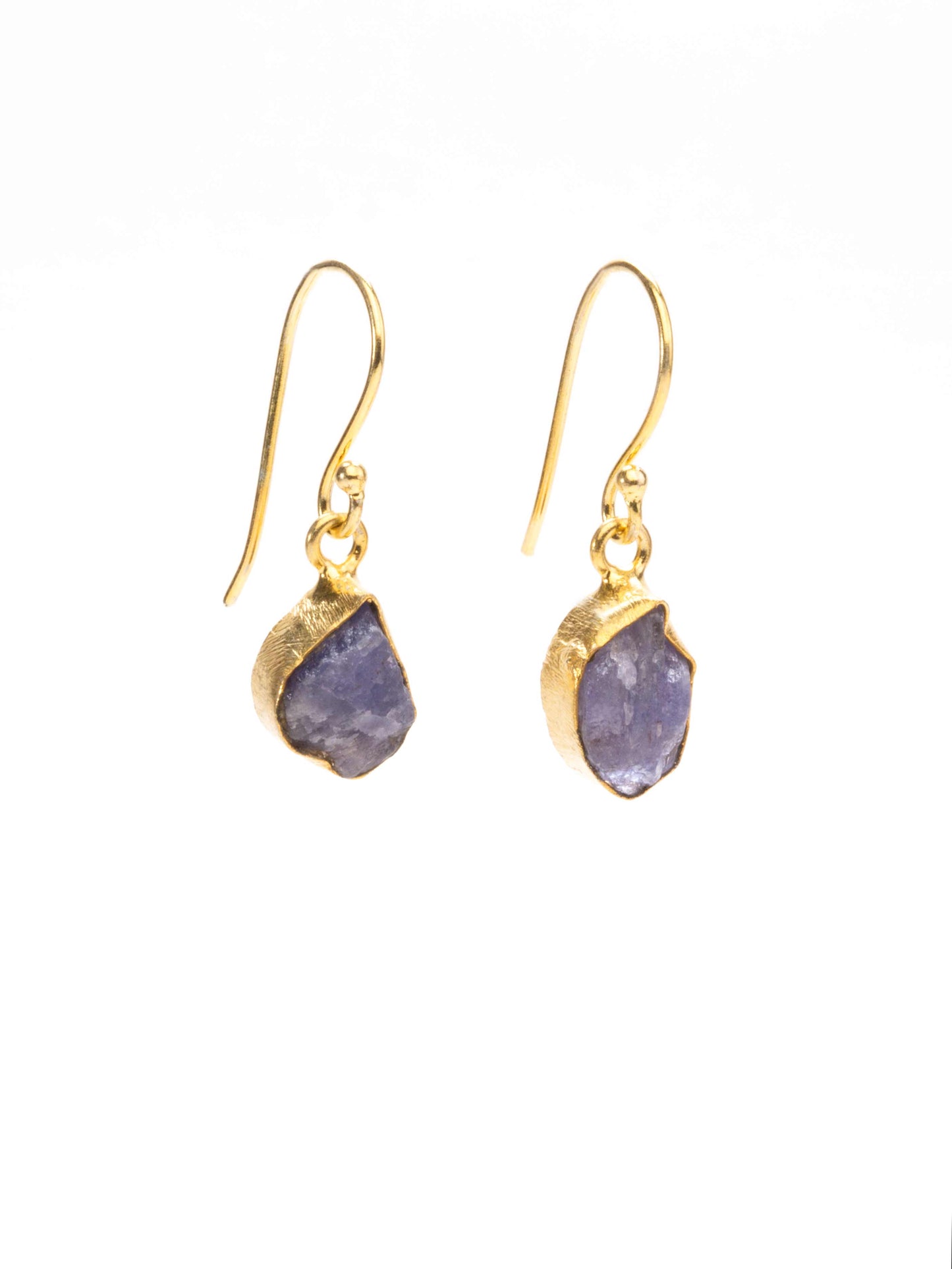 Iolite gold drop earrings