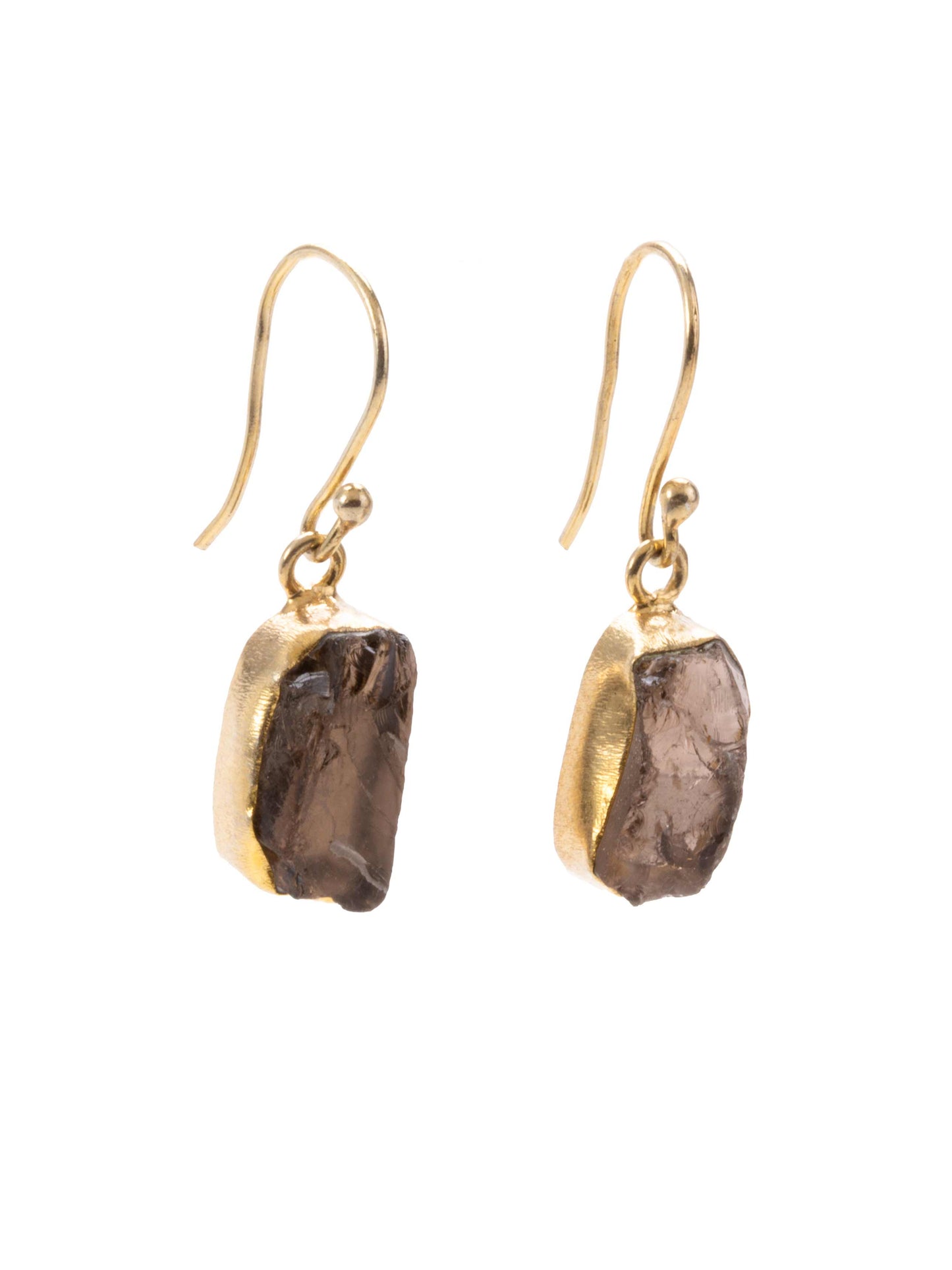 Gold Luxe earrings - single drop raw crystals set in gold plate