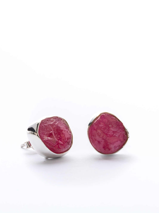 Silver Stud Earring with Ruby