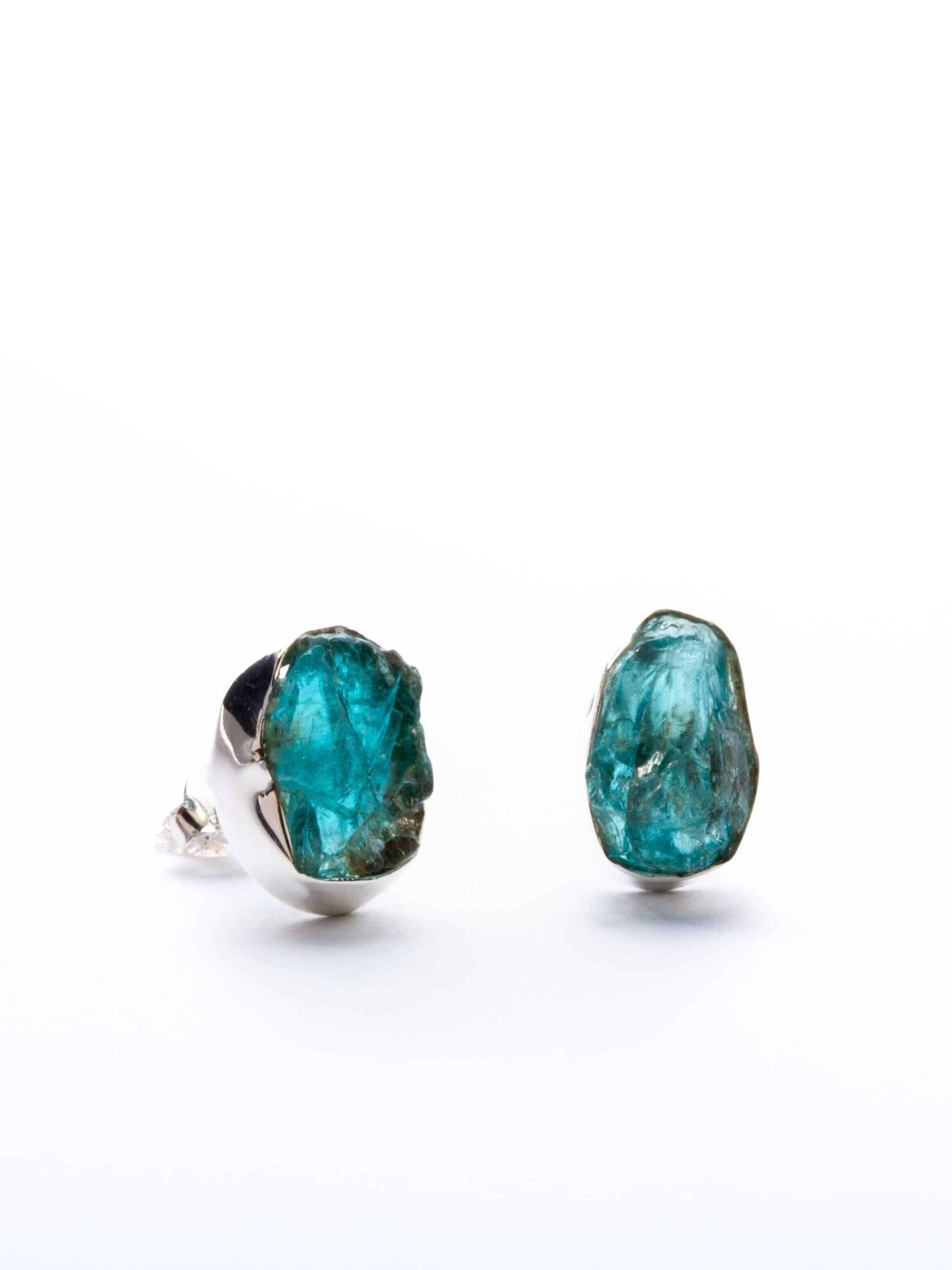 Silver Stud Earring with Sky Apatite
