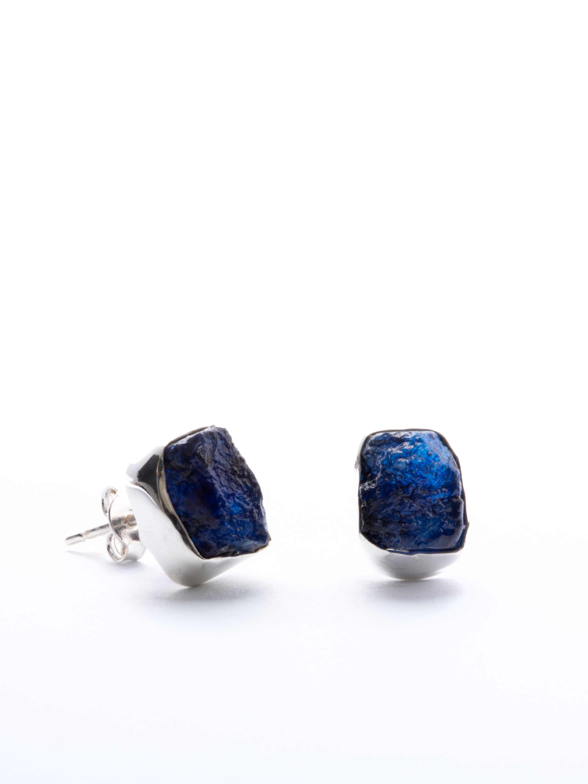 Silver Stud Earring with Sapphire