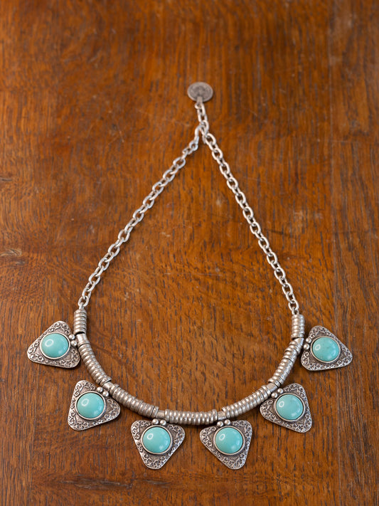 Turquoise Arrow Necklace - turquoise stones set in a arrow head 
