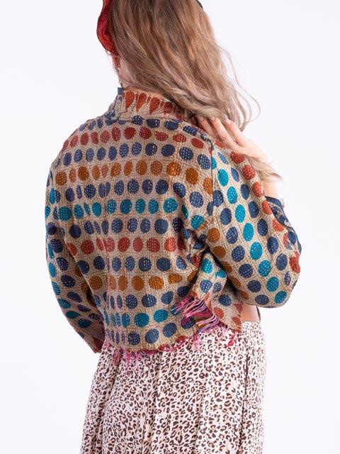 Dotty patterned silk chic jacket