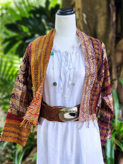 Boho Silk Chic Jacket. Tar Tan Size 10