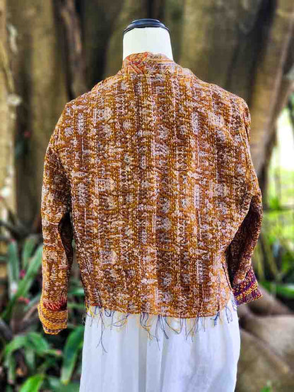 Boho Silk Chic Jacket. Tar Tan Size 10