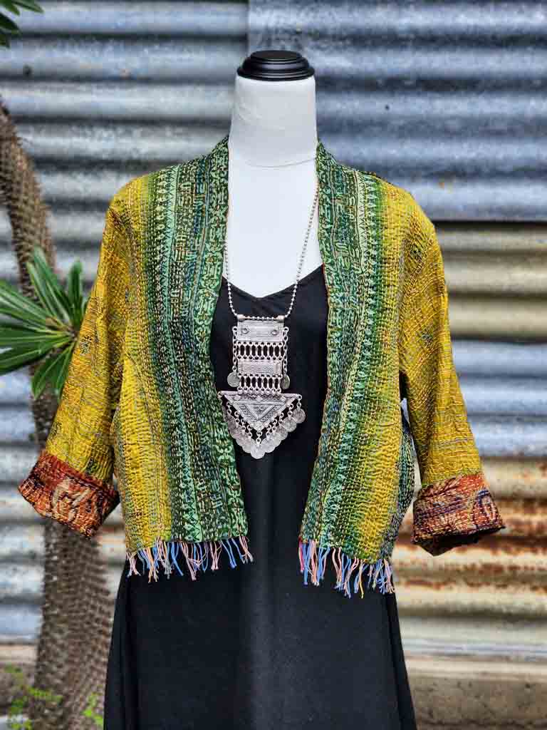 Boho Chic Jacket. Pine Lime Cocktails. Size 12