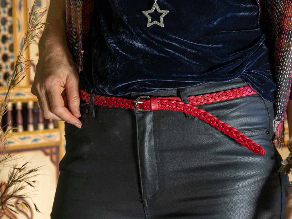Skinnies Leather Woven Belt