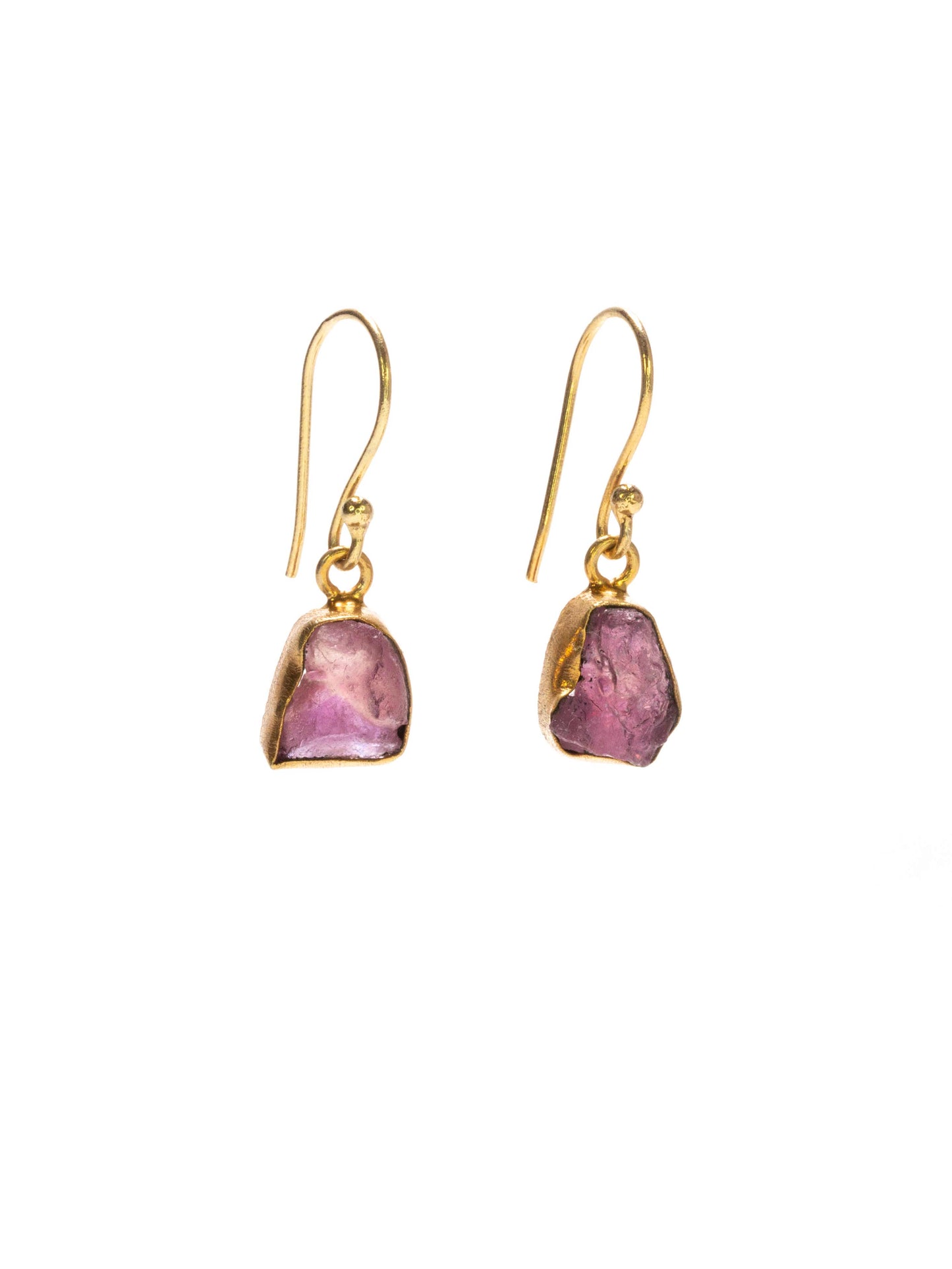 Gold Luxe earrings - single drop raw crystals set in gold plate