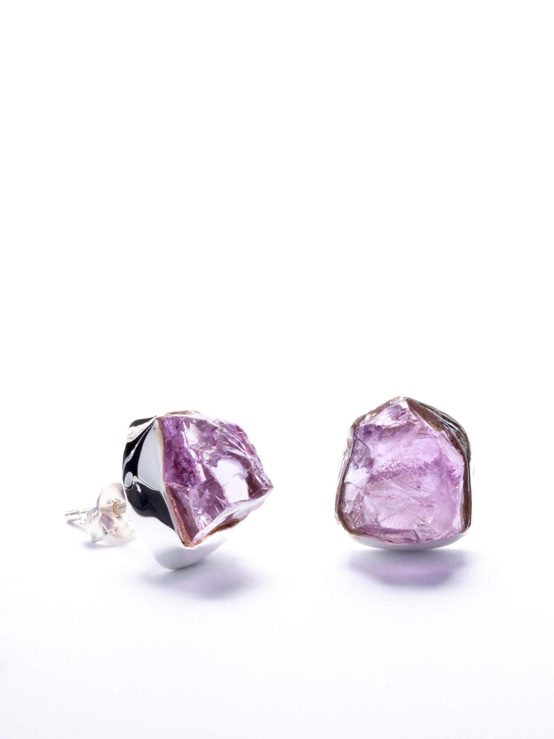 Silver Stud Earring with Amethyst