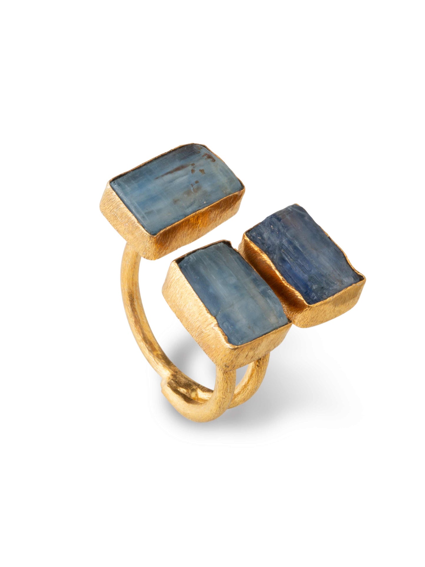Triple set adjustable gold ring blue kyanite