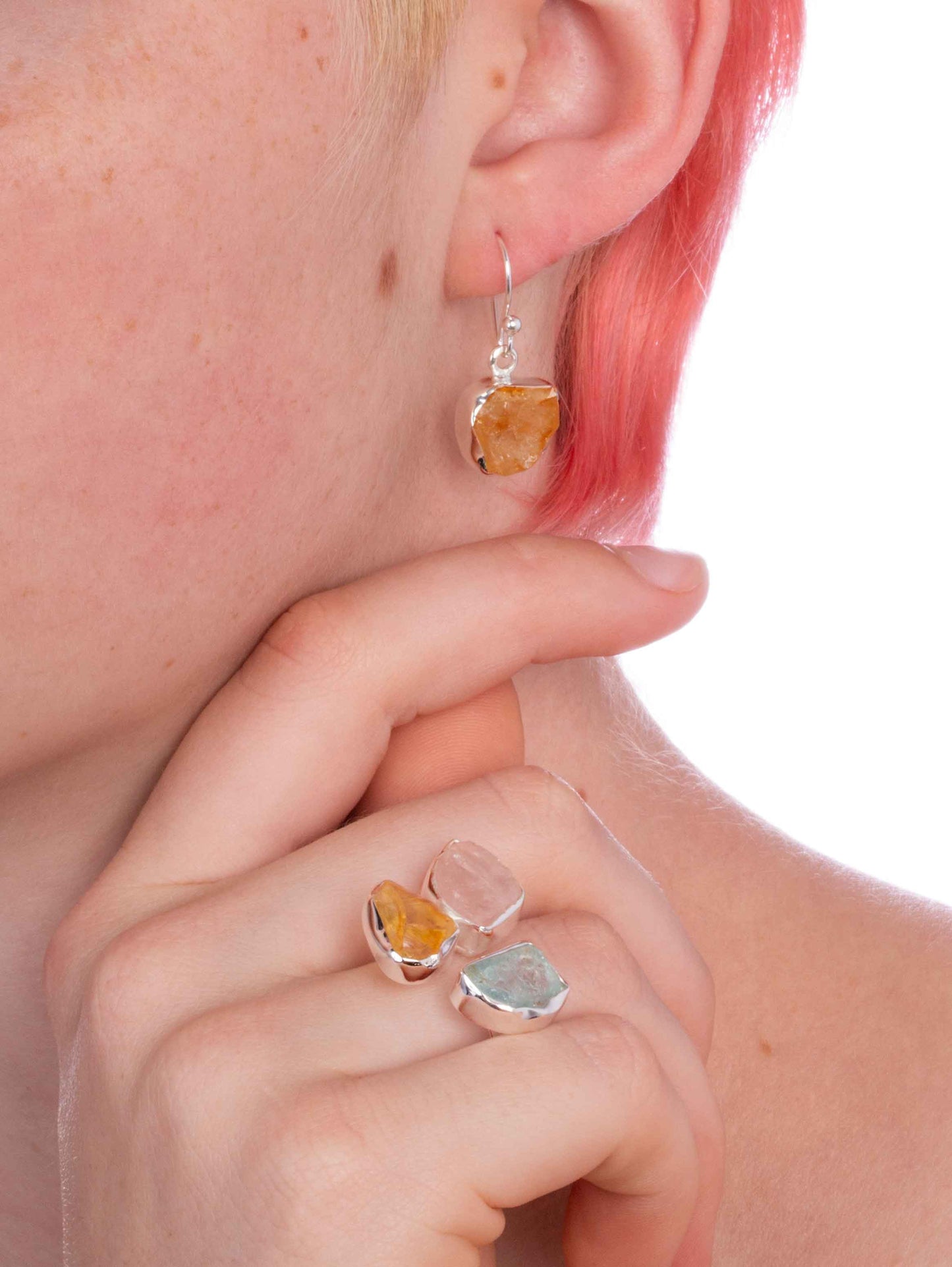 Silver Earring with Citrine