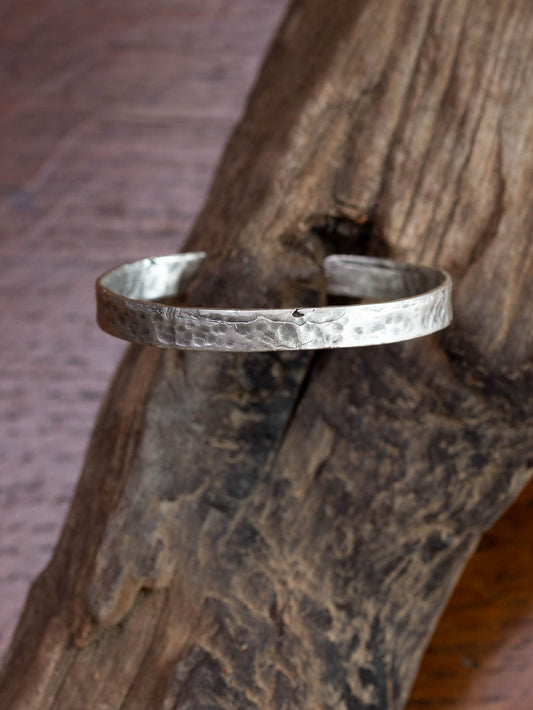  Cuff Silver - a simplistic cuff bangle that has a beaten rawness to it 