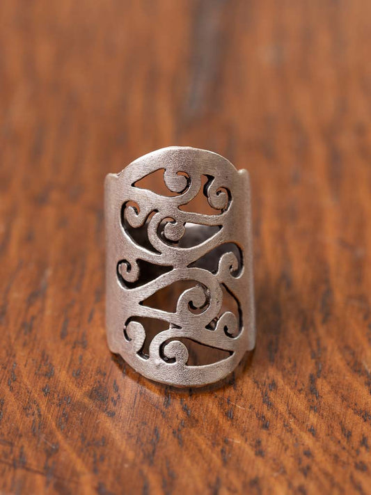 Scroll ring - wide ring with cut-out detail