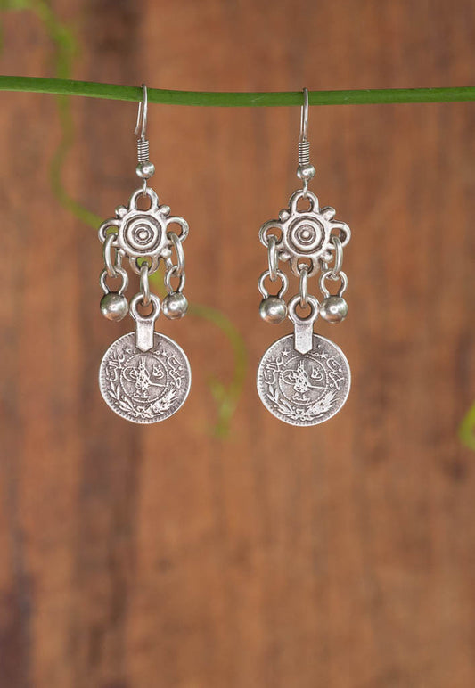  Bibi Earring - coin earrings with scroll and ball adornments