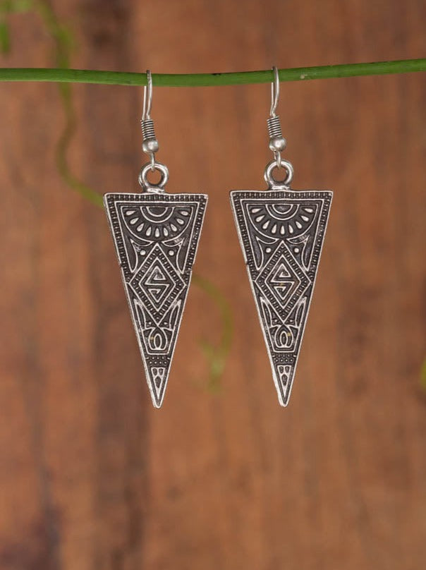 Tolan Earring - an engraved triangle shaped earring