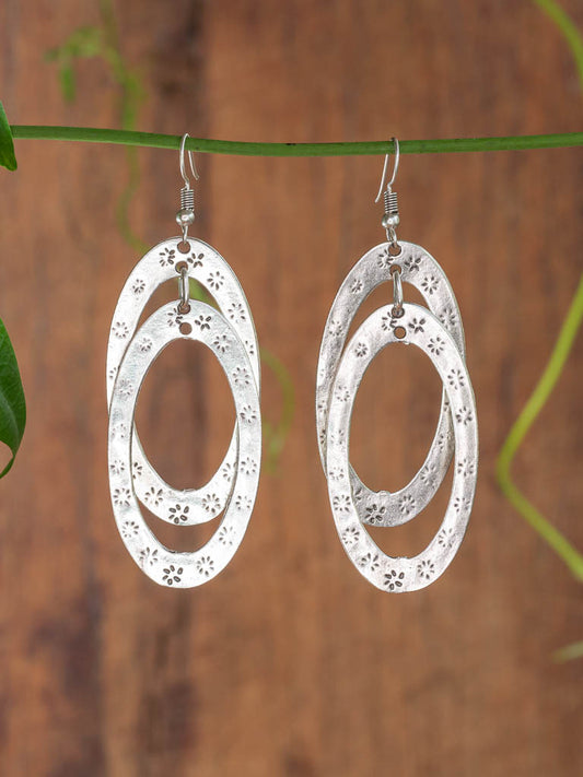 Chain Effect Earring - double chains with stamping