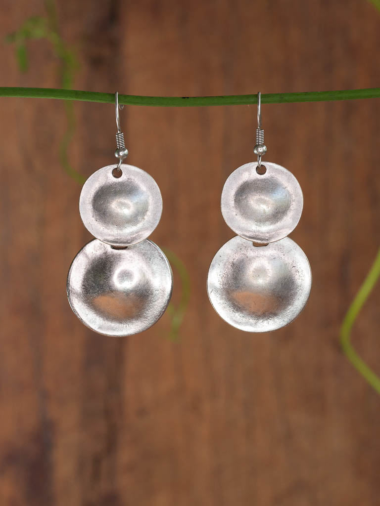 Sky Moon Earring - two full moon orbs overlapping each other