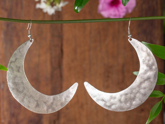 Crescent moon earrings in silver