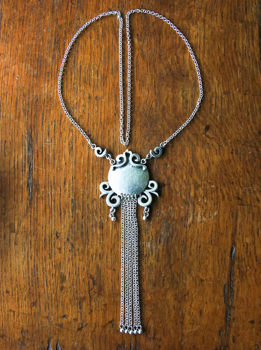 Oracle Long Necklace - a long chain with pendant and chain tail detail
