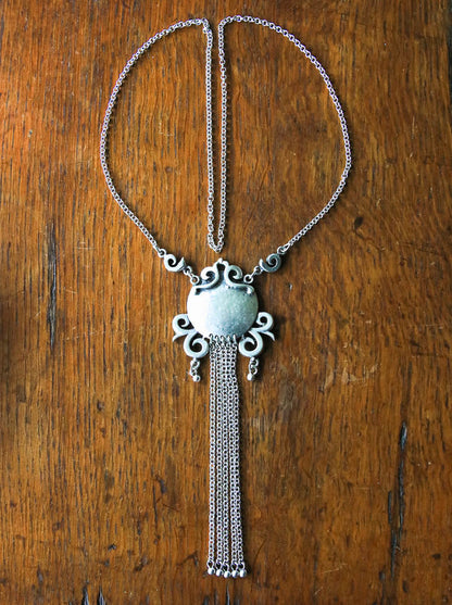 Oracle Long Necklace - a long chain with pendant and chain tail detail