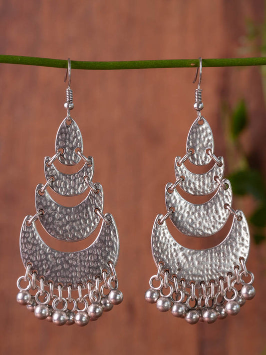 Silver earrings - Tiers of silver with baubles