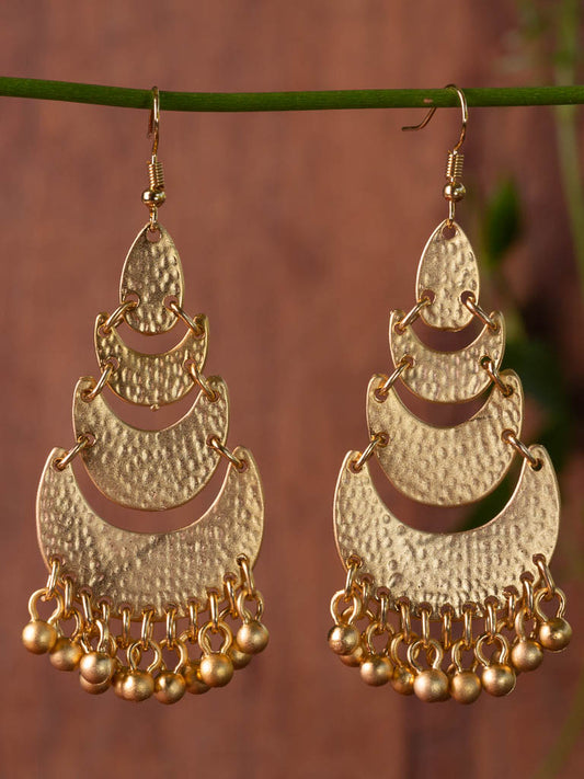 Earrings - Tiers of gold scallops adorned with tiny bells