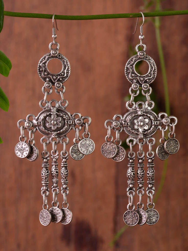 Temple 1 Earrings Silver Large