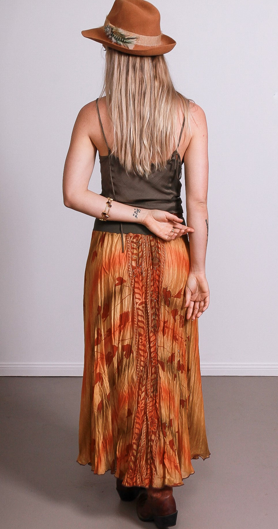Rear view of skirt showing border pattern